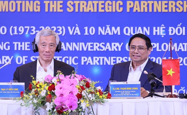 范明正总理和李显龙总理与越新两国青年领袖对话