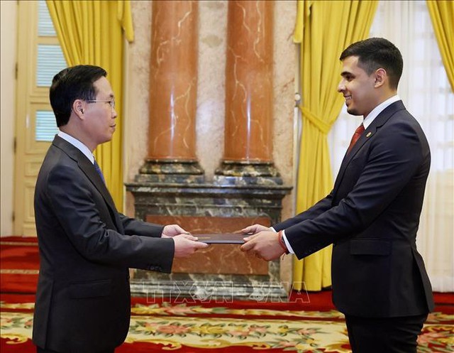 越南国家主席武文赏接受委内瑞拉和老挝两国新任驻越大使递交国书