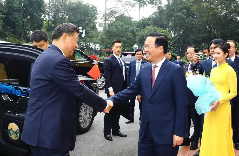 越南国家主席武文赏会见中共中央总书记、中国国家主席习近平（组图）