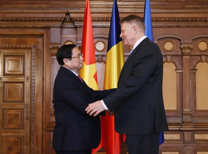 越南政府总理范明正会见罗马尼亚总统