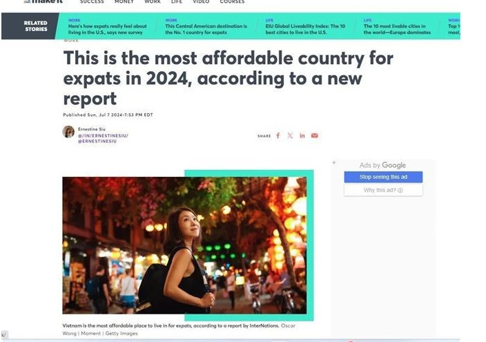 越南连续第四年成为外籍人士最负担得起的国家