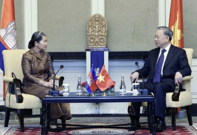 越南国家主席苏林会见柬越友好协会主席梅森安