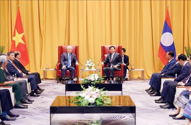 老挝人民革命党中央总书记、国家主席会见越南祖国阵线中央委员会代表团