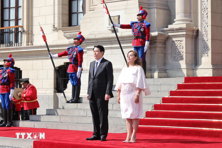 欢迎越南国家主席梁强访问秘鲁的仪式隆重举行（组图）