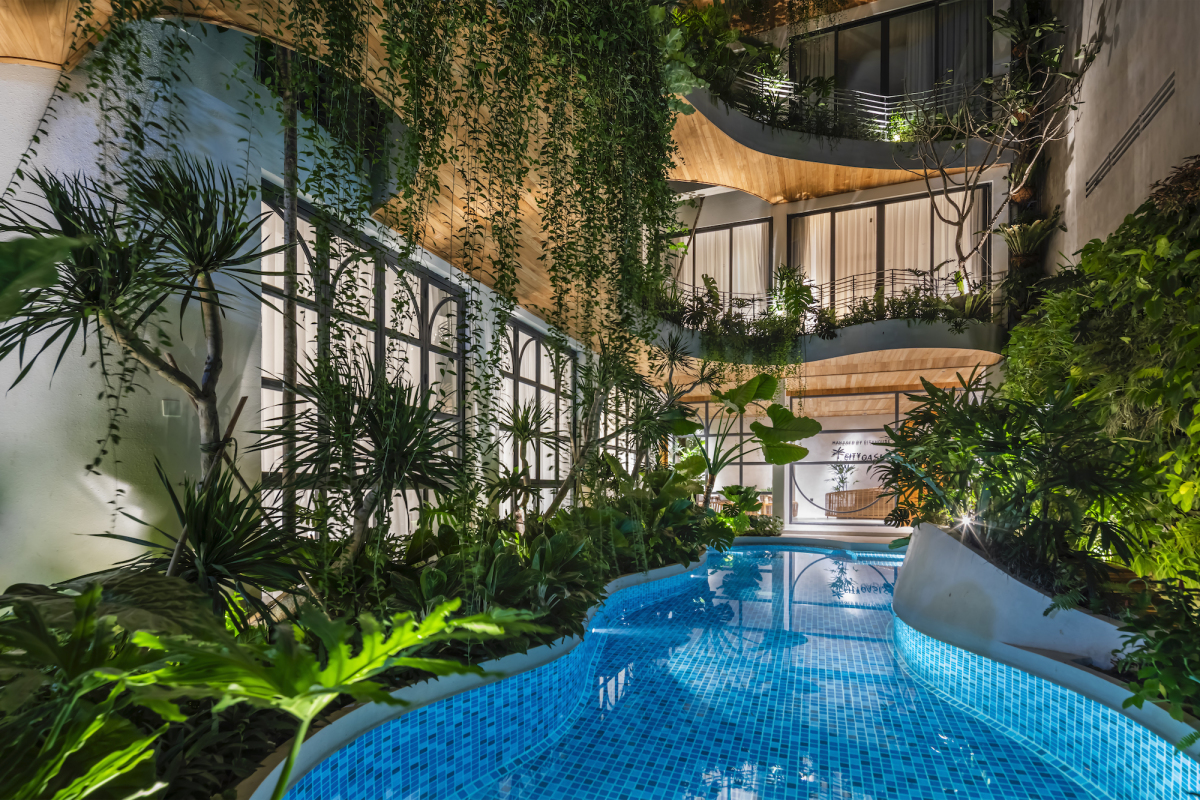 Вьетнамская архитектура Апартаменты с тропическими растениями