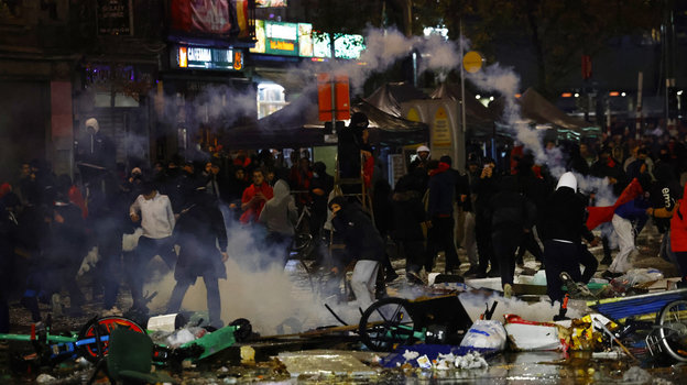 Беспорядки в Брюсселе после матча между Бельгией и Марокко на ЧМ - 2022