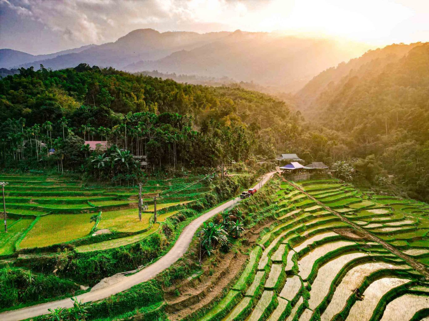 Созерцание природы в сезон зеленого риса в Пулуонге