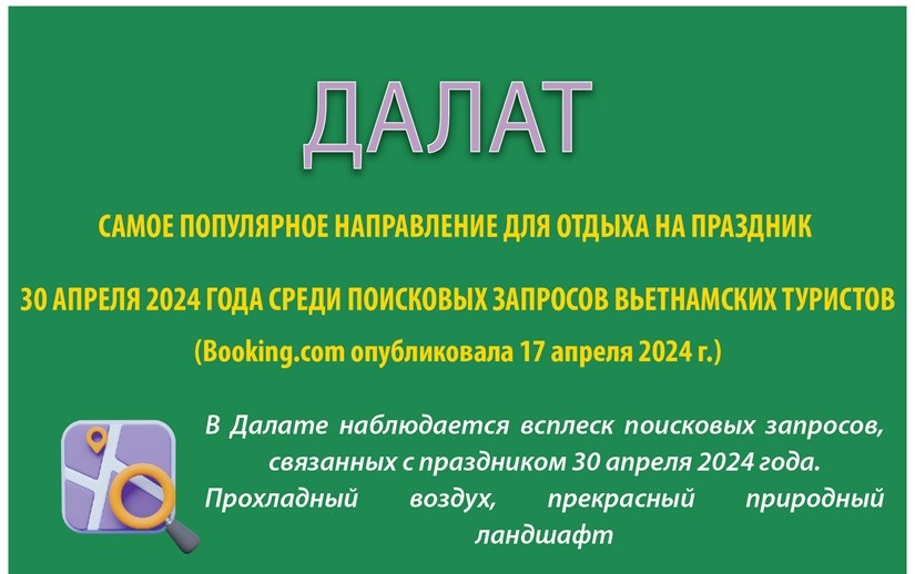 Далат - самое популярное направление для отдыха на праздник 30 апреля 2024 года среди поисковых запросов вьетнамских туристов