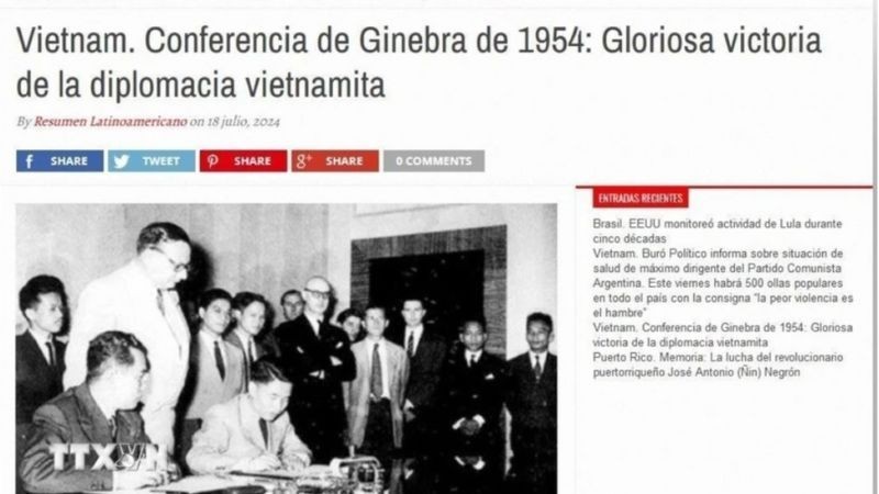 Аргентинская газета высоко оценивает значение Женевских соглашений 1954 года