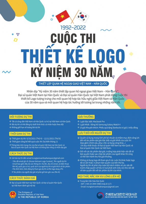 Arrancan las celebraciones de los 30 años de relaciones diplomáticas entre Vietnam y Corea con un concurso de diseño del logotipo