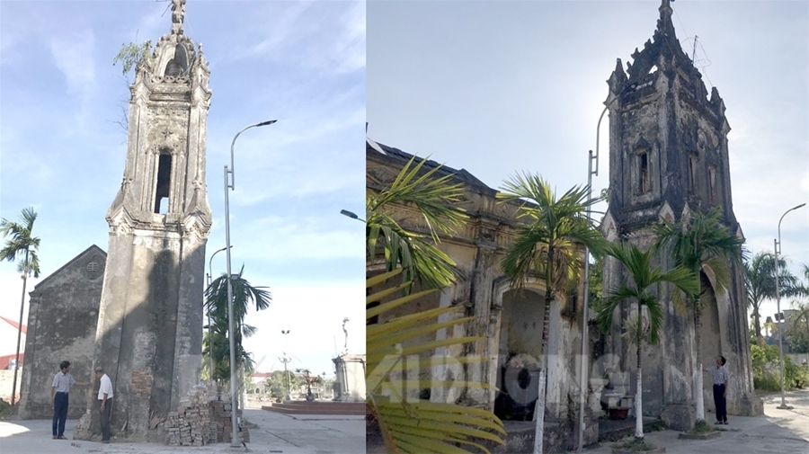 La singularidad de los campanarios gemelos inclinados en Hai Duong