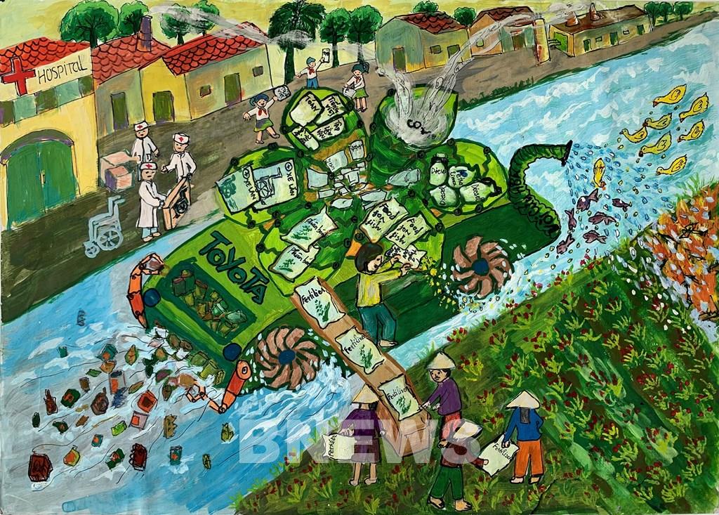 Excelentes pinturas de niños vietnamitas participantes en el Concurso Internacional en Japón