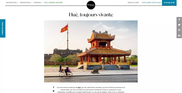 La belleza de Ciudad imperial de Hue en la prensa francesa