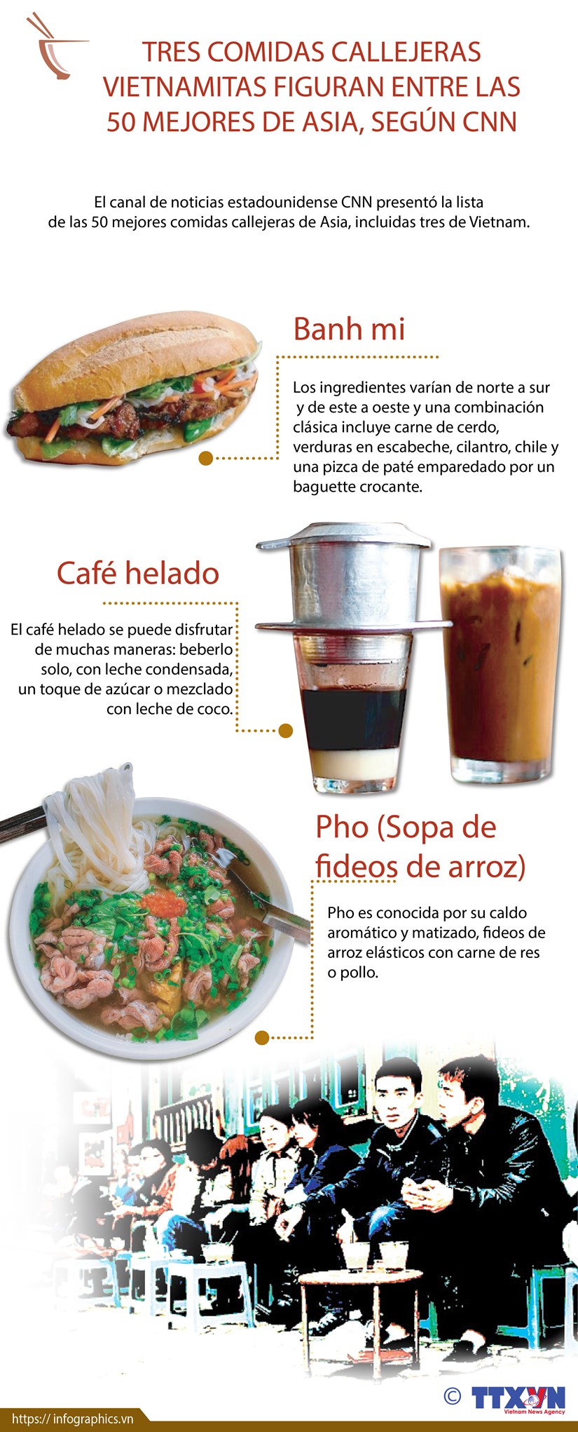 Tres comidas callejeras vietnamitas figuran entre las 50 mejores de Asia, según CNN