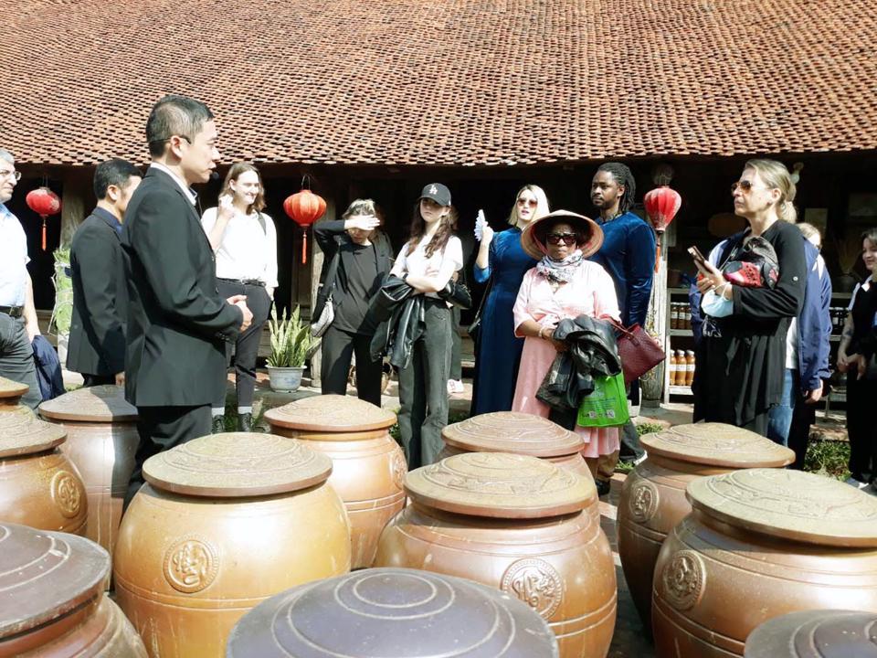 Embajadores extranjeros disfrutan del Tet vietnamita en la aldea Duong Lam