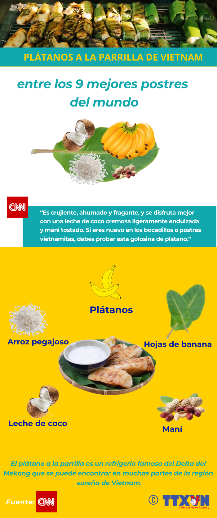 Plátanos a la parrilla de Vietnam entre los postres más deliciosos del mundo