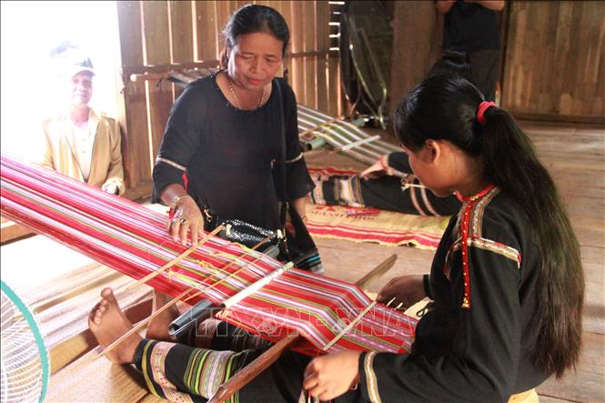 Mujeres de la etnia Ede preservan el tejido tradicional de brocado