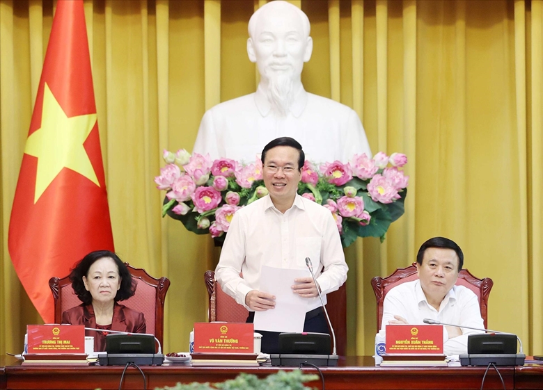 El presidente Vo Van Thuong preside la primera sesión del Comité Directivo de Resumen de cuestiones teóricas y prácticas de renovación