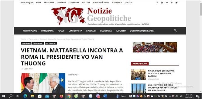 Prensa italiana La visita del presidente Vo Van Thuong abre una nueva era de cooperación