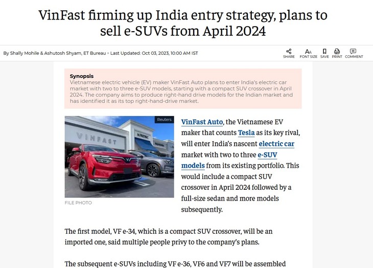 VinFast está a punto de entrar en el mercado indio