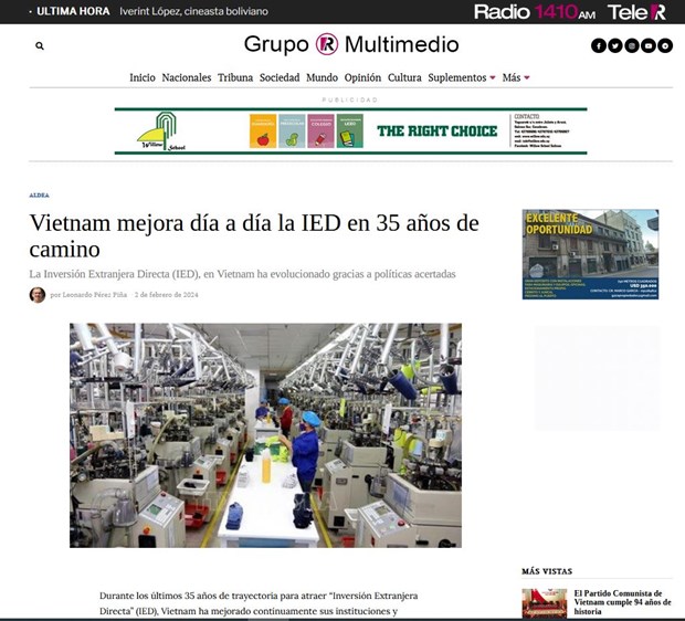 Prensa uruguaya saluda el 94 º aniversario de Partido Comunista de Vietnam