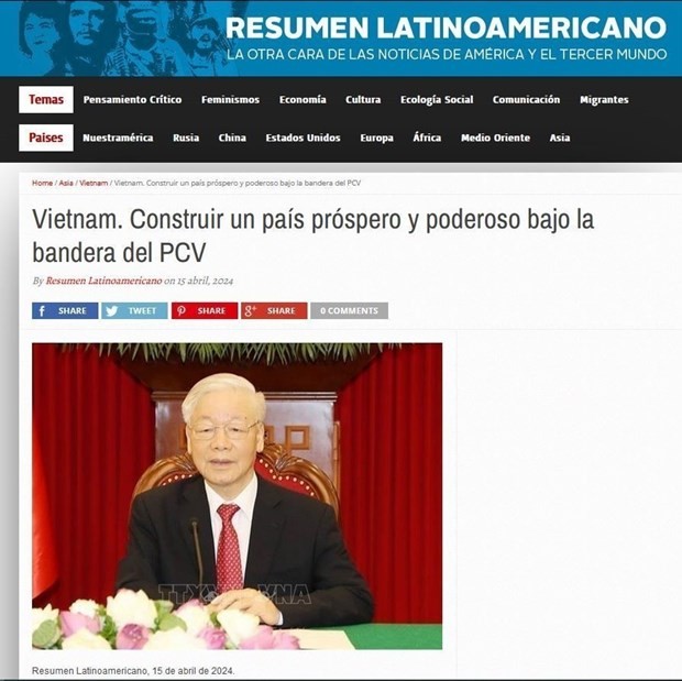 Prensa argentina publica artículo escrito por líder político vietnamita