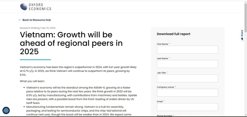 Crecimiento del PIB de Vietnam superará al de sus pares de la región